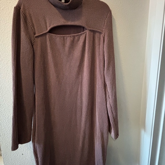 White Birch Pink Asymmetrical Cowl Neck Sweater Dress - Picture 1 of 4
